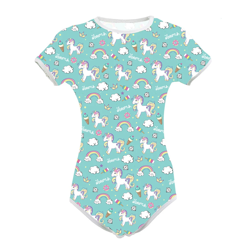 Adult Baby Oneise Snap Crotch Romper ABDL Diaper Onesie Pajamas